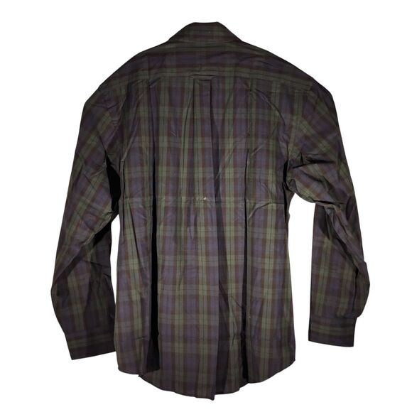 IZOD shirt mens L Large green blue plaid heritage tartan sport FLEX stretch - Picture 2 of 11